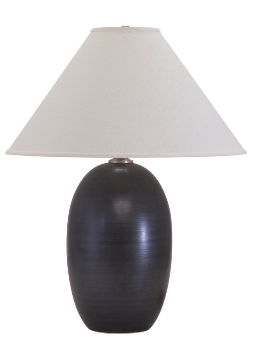 Scatchard 28.5 Inch Stoneware Table Lamp in Black Matte with Cream Linen Hardback