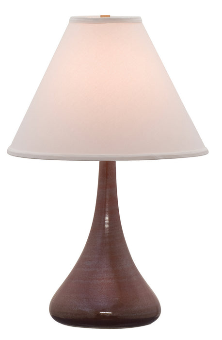 Scatchard 23 Inch Stoneware Table Lamp In Iron Red with Off-White Linen Hardback