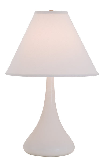 Scatchard 23 Inch Stoneware Table Lamp In White Matte with Off-White Linen Hardback