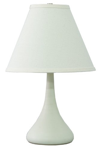 Scatchard 19 Inch Stoneware Table Lamp In White Matte with Off-White Linen Hardback