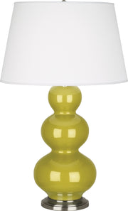 Robert Abbey (CI42X) Triple Gourd Table Lamp with Pearl Dupioni Fabric Shade
