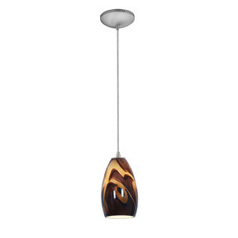 Champagne 1-Light Pendant in Brushed Steel Finish