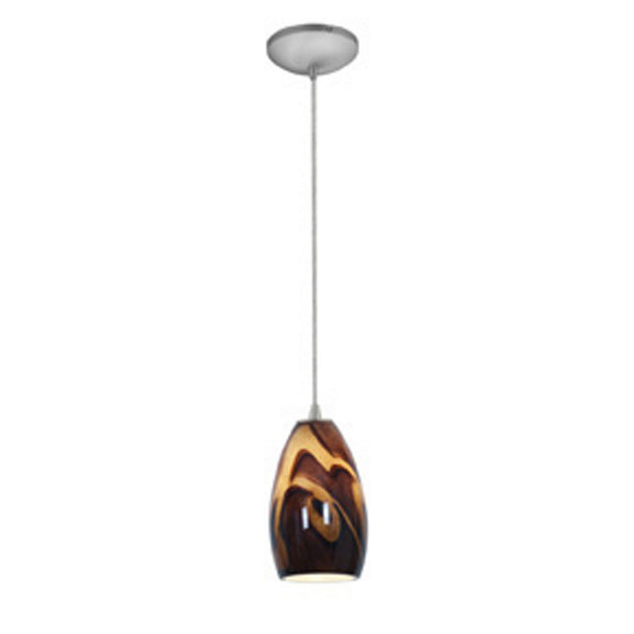 Champagne 1-Light Pendant in Brushed Steel Finish