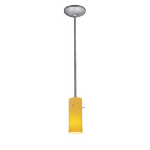 Cylinder 1-Light Pendant in Brushed Steel Finish