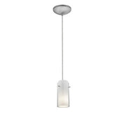 Glass`n Glass Cylinder 1-Light Pendant in Brushed Steel Finish