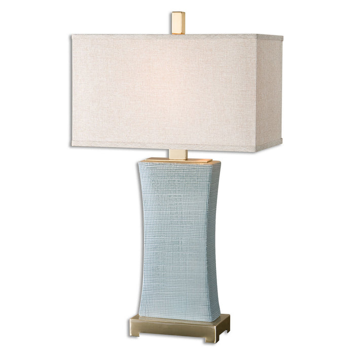 Uttermost's Cantarana Blue Gray Table Lamp Designed by Carolyn Kinder