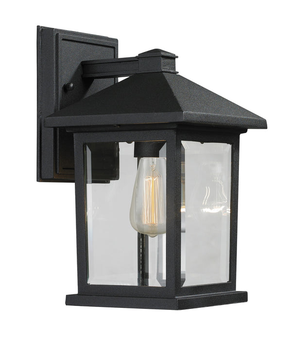 Portland 1 Light Outdoor Wall Light in Black with Clear Beveled Glass