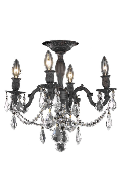 Rosalia 4-Light Flush Mount in Dark Bronze with Clear Royal Cut Crystal