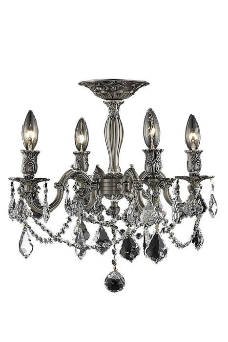 Rosalia 4-Light Flush Mount in Pewter with Clear Royal Cut Crystal