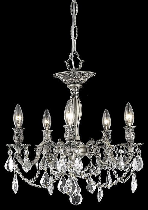 Rosalia 5-Light Flush Mount in Pewter with Clear Royal Cut Crystal