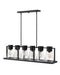Refinery Six Light Linear Chandelier in Black with Clear glass