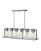 Refinery Six Light Linear Chandelier in Brushed Nickel with Clear glass