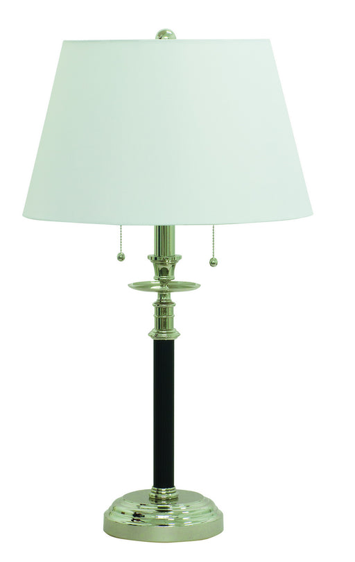 Bennington 27.5 Inch Black and Polished Nickel Table Lamp with White Linen Hardback