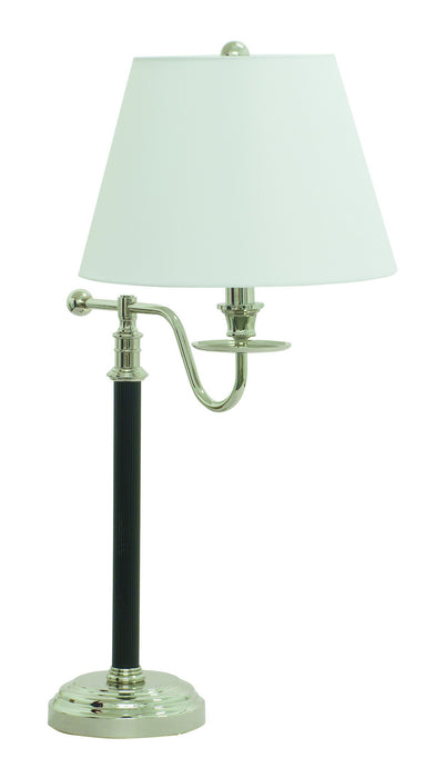 Bennington 28.5 Inch Black and Polished Table Lamp with White Linen Hardback