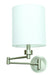 Wall Swing Arm Lamp in Satin Nickel with White Linen Hardback