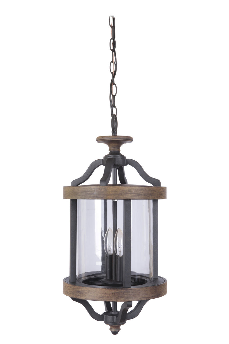 Ashwood 2-Light Pendant in Textured Black/Whiskey Barrel