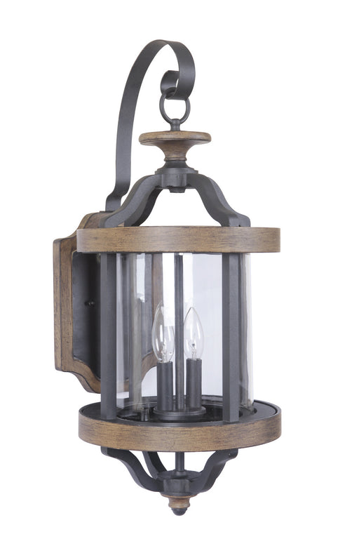 Ashwood 2-Light Wall Lantern in Textured Black/Whiskey Barrel