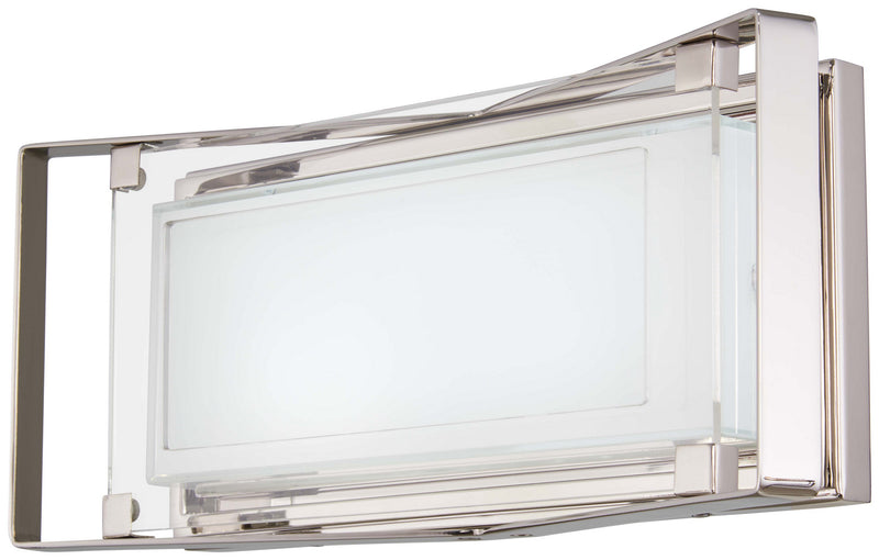 Crystal Clear LED Bath in Polished Nickel with Mitered White