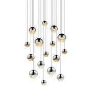 Grapes 16-Light Square Assorted LED Pendant in Polished Chrome