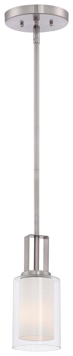 Parsons Studio 1-Light Mini-Pendant in Brushed Nickel & Etched White Glass