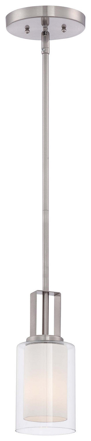 Parsons Studio 1-Light Mini-Pendant in Brushed Nickel & Etched White Glass