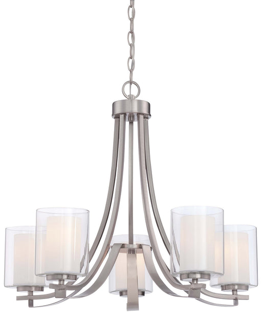 Parsons Studio 5-Light Chandelier in Brushed Nickel & Etched White Glass - Lamps Expo