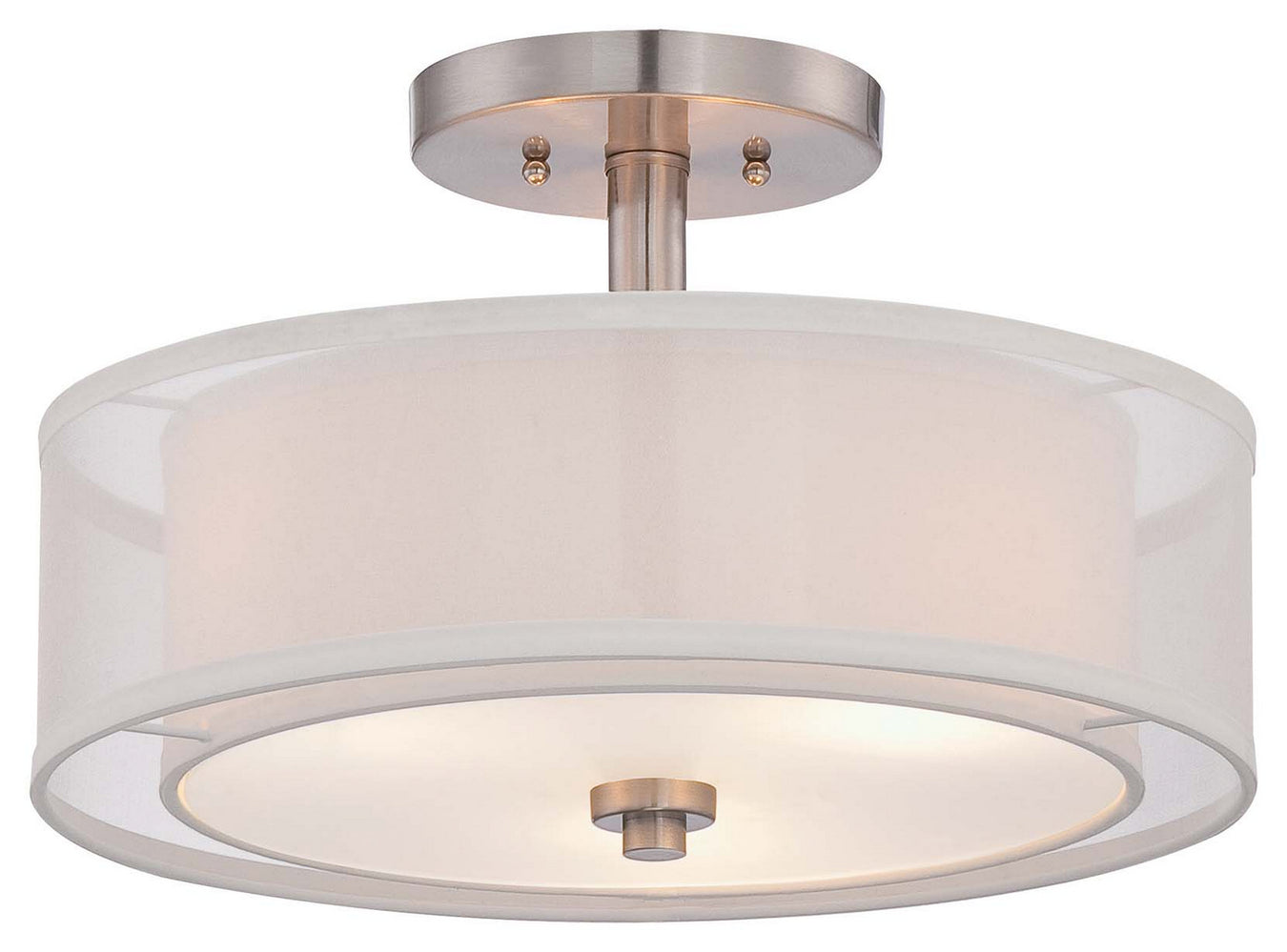 Parsons Studio 3-Light Semi-Flush Mount in Brushed Nickel with Translucent Silver Linen Shade Shade