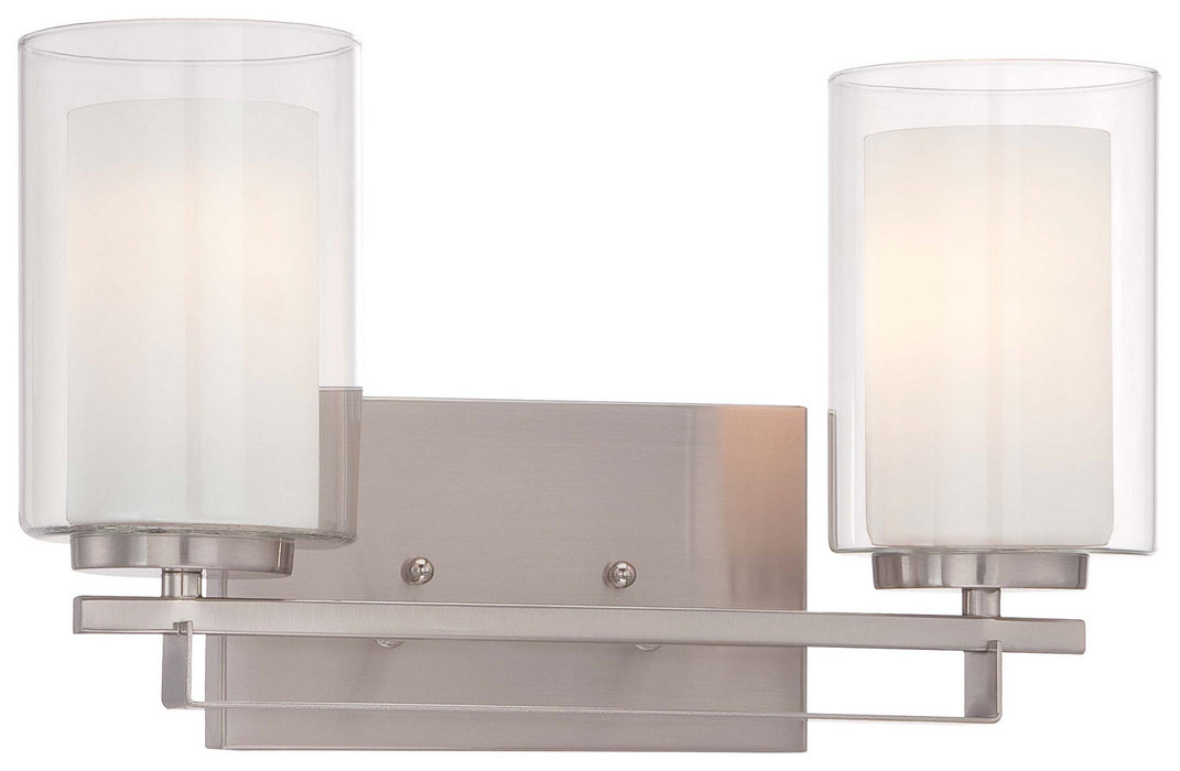 Parsons Studio 2-Light Bath Bar in Brushed Nickel & Etched White Glass