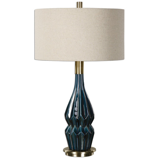 Uttermost's Prussian Blue Ceramic Lamp Designed by David Frisch
