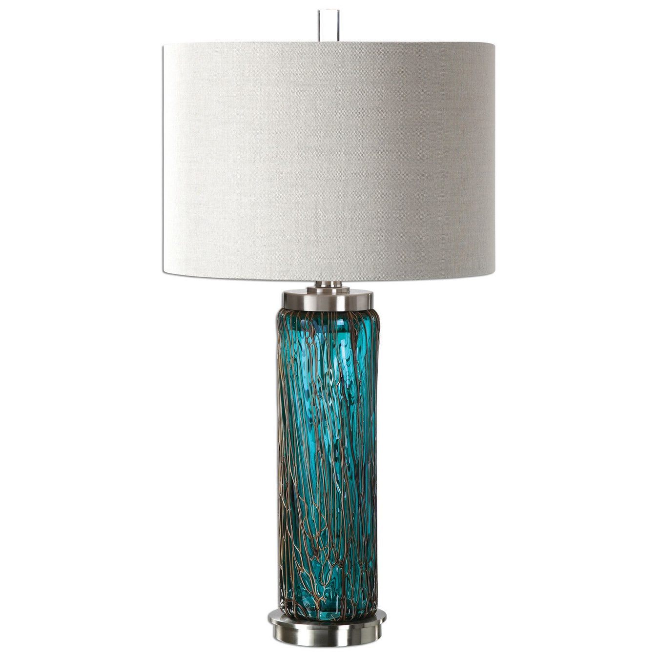 Uttermost's Almanzora Blue Glass Lamp Designed by David Frisch