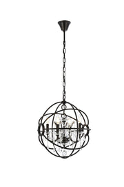 Geneva 4-Light Pendant in Dark Bronze with Clear Royal Cut Crystal