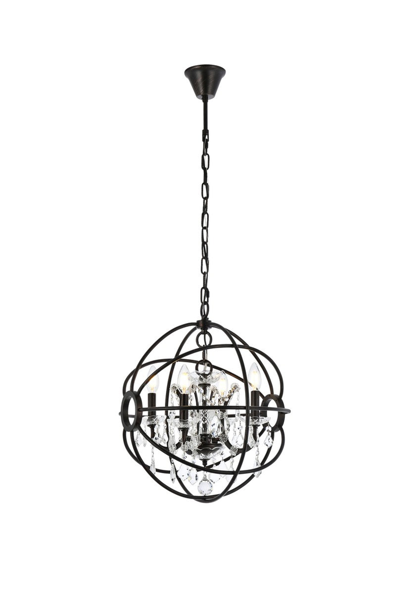 Geneva 4-Light Pendant in Dark Bronze with Clear Royal Cut Crystal