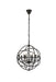 Geneva 4-Light Pendant in Dark Bronze with Silver Shade (Grey) Royal Cut Crystal