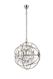 Geneva 5-Light Pendant in Polished Nickel with Clear Royal Cut Crystal