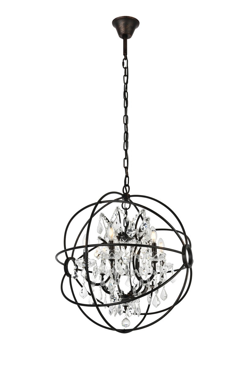 Geneva 6-Light Chandelier in Dark Bronze with Clear Royal Cut Crystal