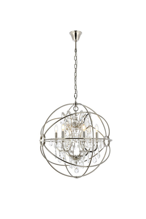 Geneva 6-Light Chandelier in Polished Nickel with Clear Royal Cut Crystal