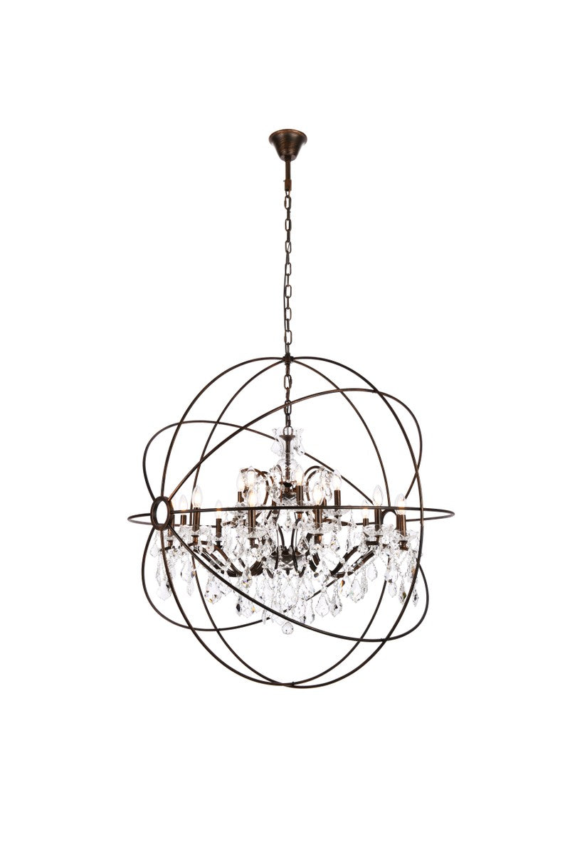 Geneva 18-Light Chandelier in Dark Bronze with Clear Royal Cut Crystal