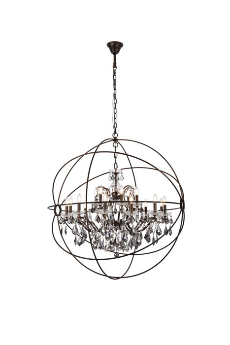 Geneva 18-Light Chandelier in Dark Bronze with Silver Shade (Grey) Royal Cut Crystal