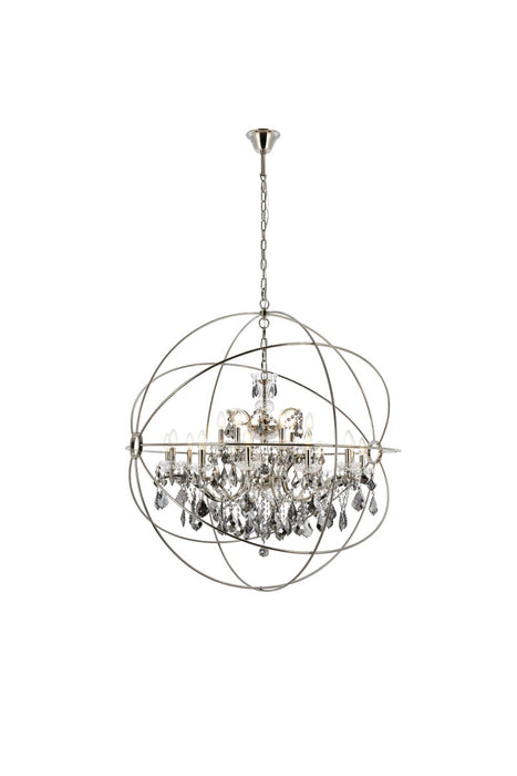 Geneva 18-Light Chandelier in Polished Nickel with Silver Shade (Grey) Royal Cut Crystal
