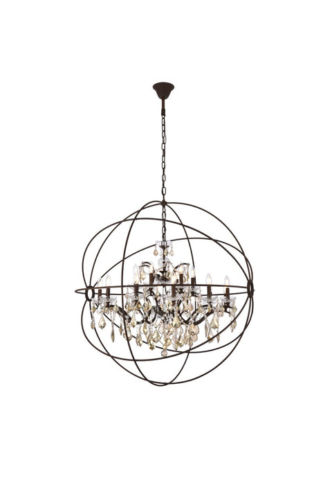 Geneva 18-Light Chandelier in Rustic Intent with Golden Teak (Smoky) Royal Cut Crystal