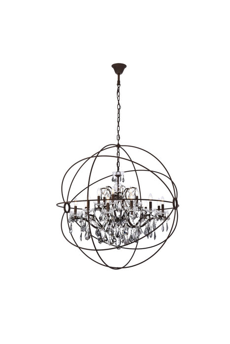 Geneva 18-Light Chandelier in Rustic Intent with Silver Shade (Grey) Royal Cut Crystal