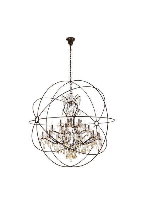 Geneva 25-Light Chandelier in Dark Bronze with Clear Royal Cut Crystal