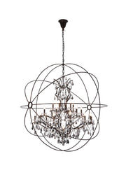 Geneva 25-Light Chandelier in Dark Bronze with Silver Shade (Grey) Royal Cut Crystal