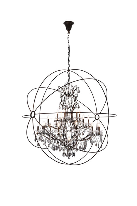 Geneva 25-Light Chandelier in Dark Bronze with Silver Shade (Grey) Royal Cut Crystal