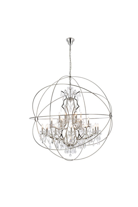 Geneva 25-Light Chandelier in Polished Nickel with Clear Royal Cut Crystal