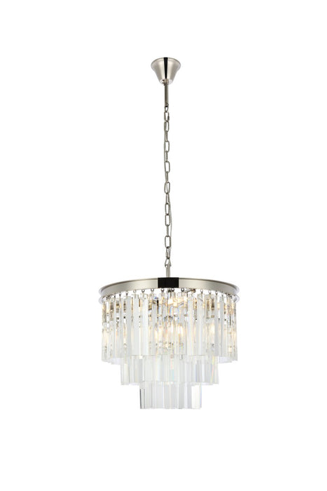 Sydney 9-Light Chandelier in Polished Nickel with Clear Royal Cut Crystal