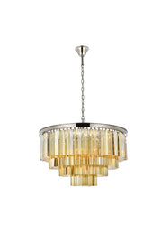 Sydney 17-Light Chandelier in Polished Nickel with Golden Teak (Smoky) Royal Cut Crystal
