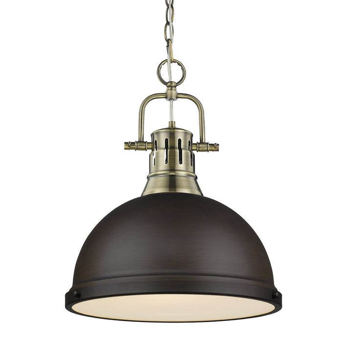 Duncan 1-Light Pendant with Chain in Aged Brass