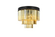 Sydney 9-Light Flush Mount in Matte Black with Golden Teak (Smoky) Royal Cut Crystal