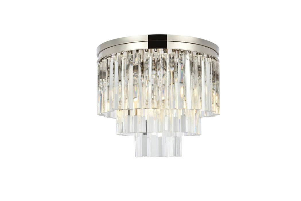 Sydney 9-Light Flush Mount in Polished Nickel with Clear Royal Cut Crystal